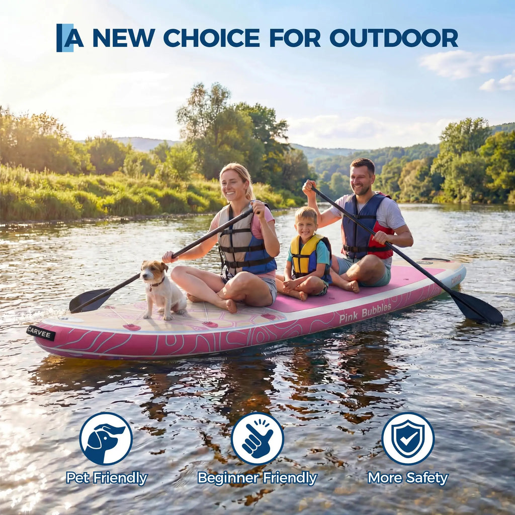 Inflatable Paddle Board for Beginners 450LB , Stand up SUP with Camera Mount, Wide Stable SUP with Premium Accessories, Non-Slip Deck, Tri-Fin for Lakes & Waves