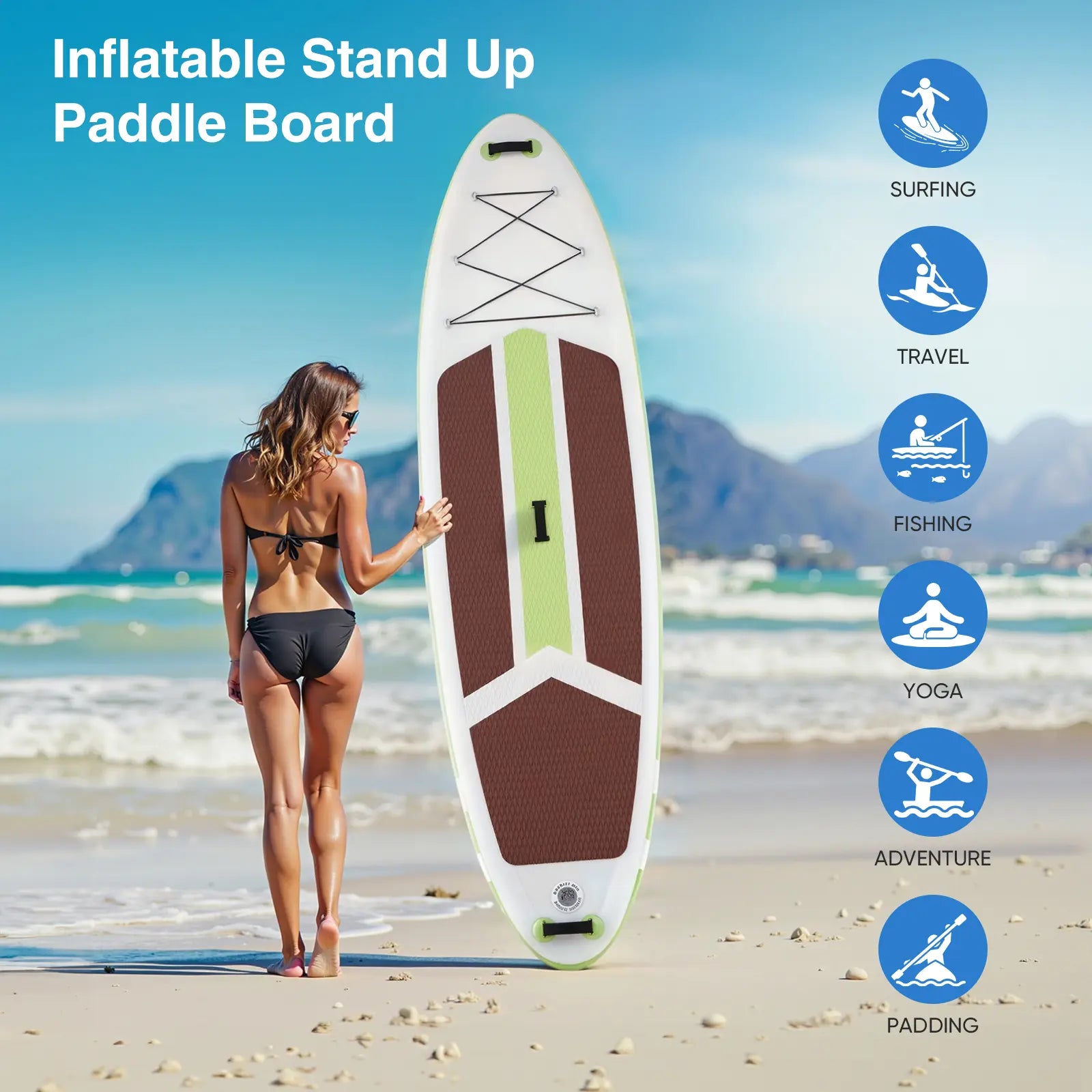 Premium Inflatable Stand up Paddle Board, SUP with 2-In-1 Paddle, Wide Stable Non-Slip Deck for Youth & Adults