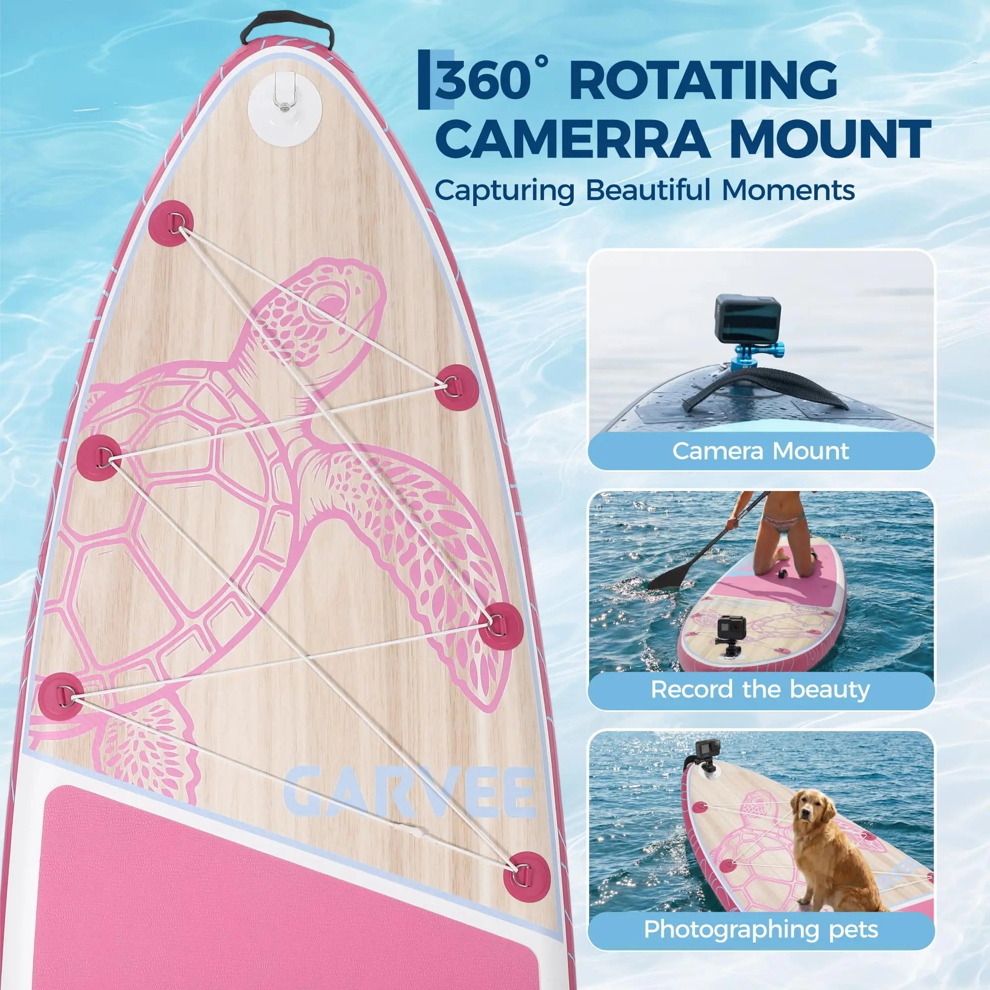 Inflatable Paddle Board for Beginners 450LB , Stand up SUP with Camera Mount, Wide Stable SUP with Premium Accessories, Non-Slip Deck, Tri-Fin for Lakes & Waves
