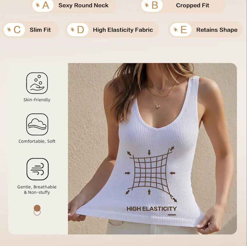 Fisoew Womens Workout Cropped Tank Tops Racerback Sleeveless Crewneck Running Yoga Active Shirts Womenswear Clothes #Summervibes