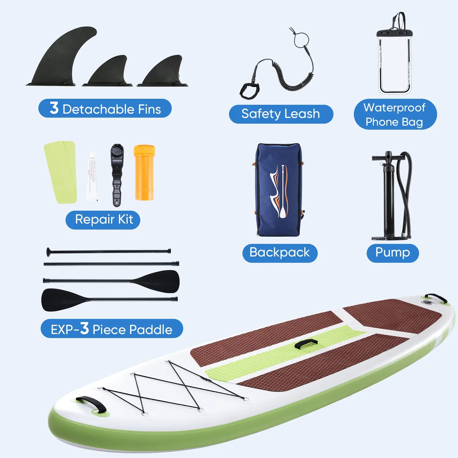 Premium Inflatable Stand up Paddle Board, SUP with 2-In-1 Paddle, Wide Stable Non-Slip Deck for Youth & Adults