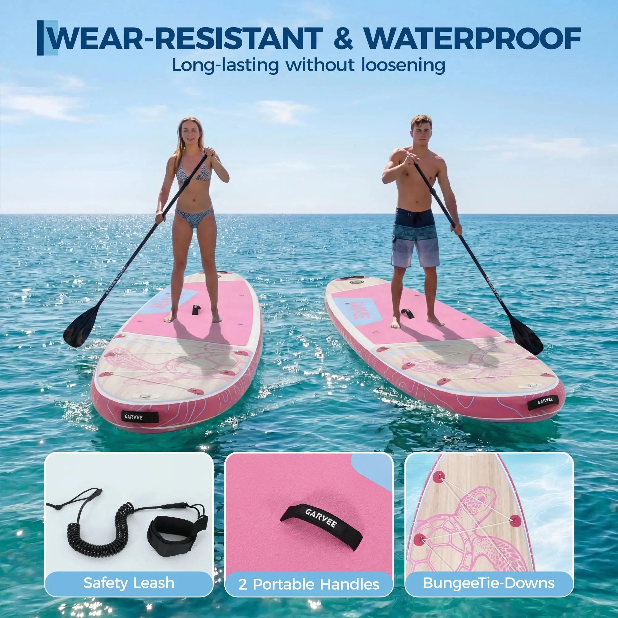 Inflatable Paddle Board for Beginners 450LB , Stand up SUP with Camera Mount, Wide Stable SUP with Premium Accessories, Non-Slip Deck, Tri-Fin for Lakes & Waves
