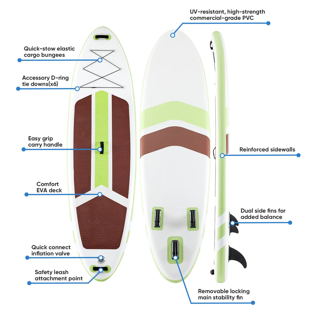 Premium Inflatable Stand up Paddle Board, SUP with 2-In-1 Paddle, Wide Stable Non-Slip Deck for Youth & Adults