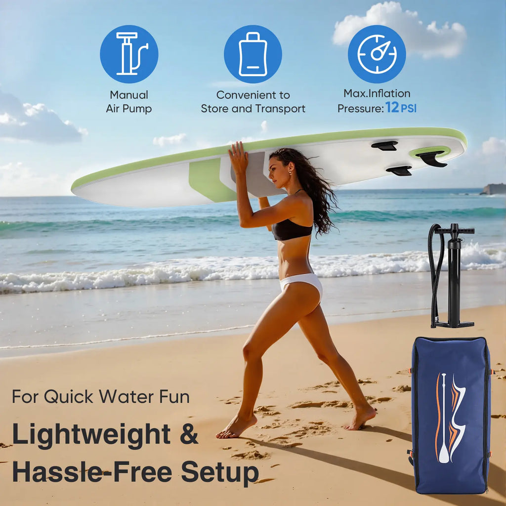 Premium Inflatable Stand up Paddle Board, SUP with 2-In-1 Paddle, Wide Stable Non-Slip Deck for Youth & Adults